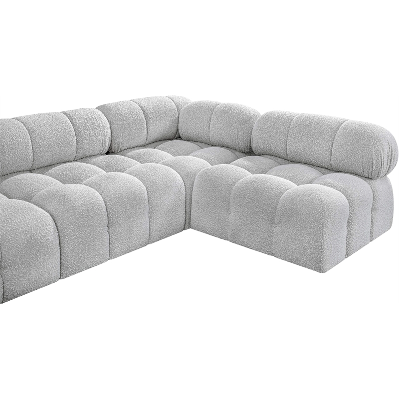 Meridian Furniture Ames Grey Boucle Fabric Modular Sectional