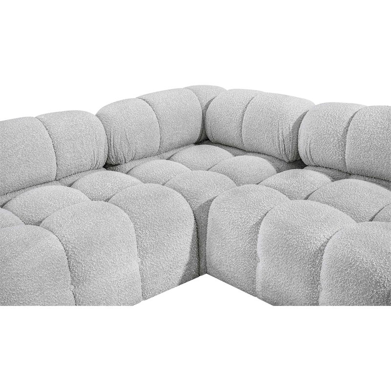 Meridian Furniture Ames Grey Boucle Fabric Modular Sectional