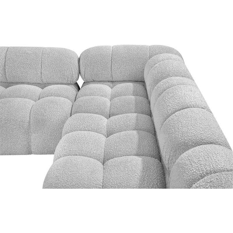 Meridian Furniture Ames Grey Boucle Fabric Modular Sectional