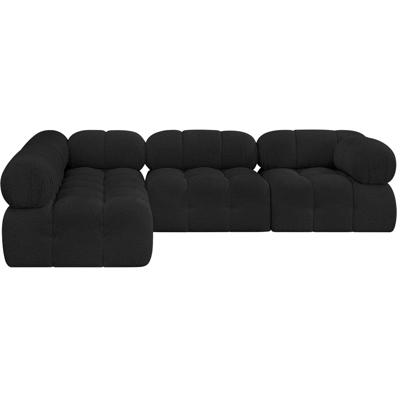 Meridian Furniture Ames Black Boucle Fabric Modular Sectional