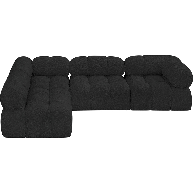 Meridian Furniture Ames Black Boucle Fabric Modular Sectional