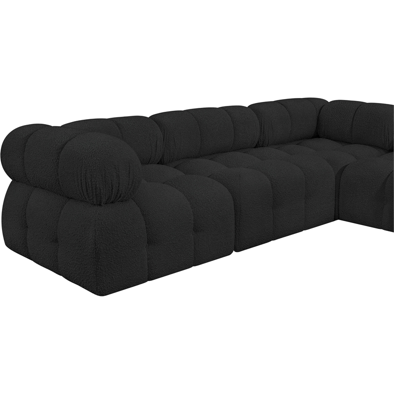 Meridian Furniture Ames Black Boucle Fabric Modular Sectional