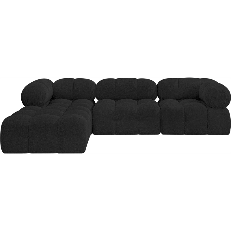Meridian Furniture Ames Black Boucle Fabric Modular Sectional