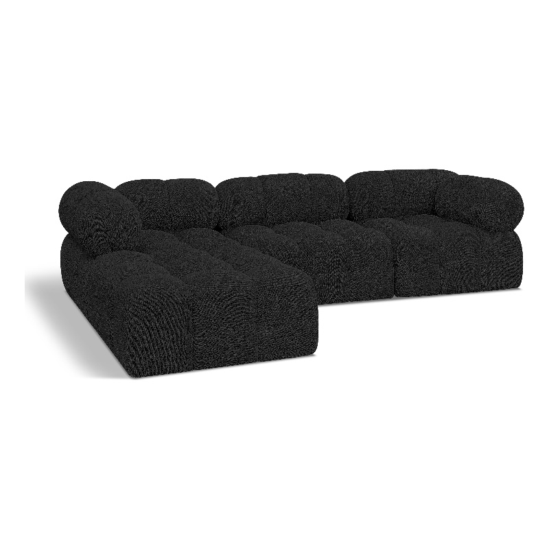 Meridian Furniture Ames Black Boucle Fabric Modular Sectional
