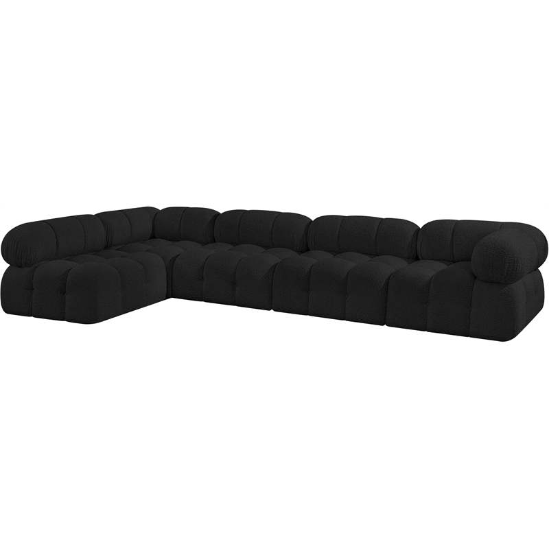 Meridian Furniture Ames Black Boucle Fabric Modular Sectional