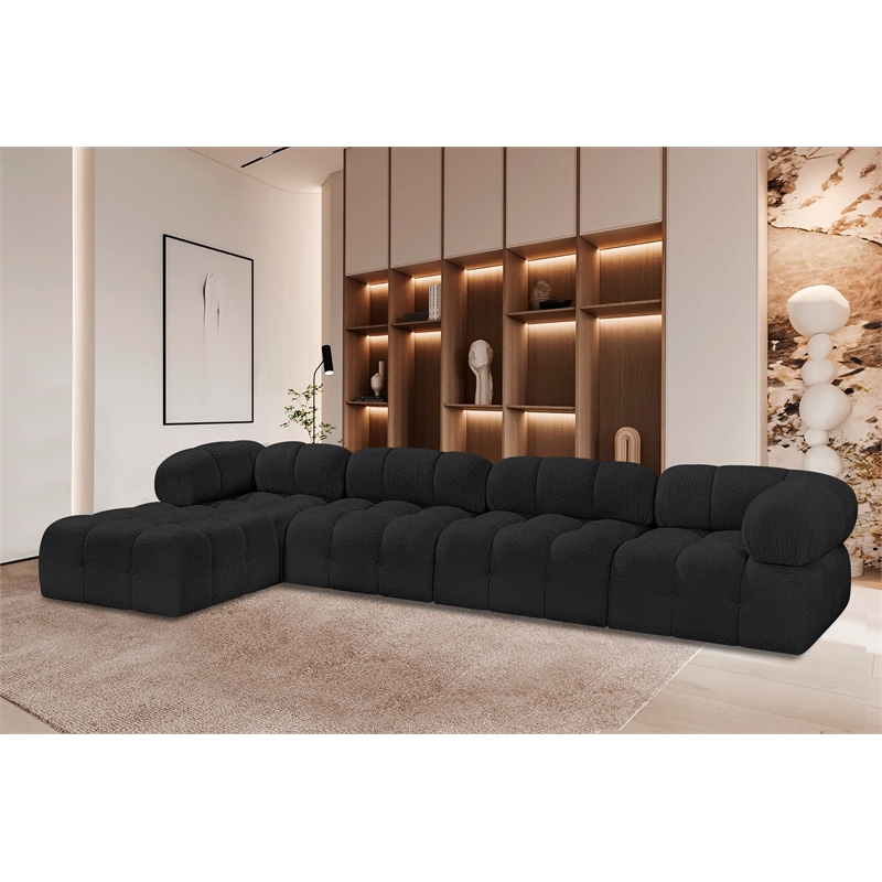 Meridian Furniture Ames Black Boucle Fabric Modular Sectional