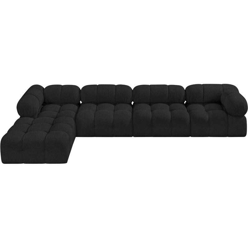 Meridian Furniture Ames Black Boucle Fabric Modular Sectional