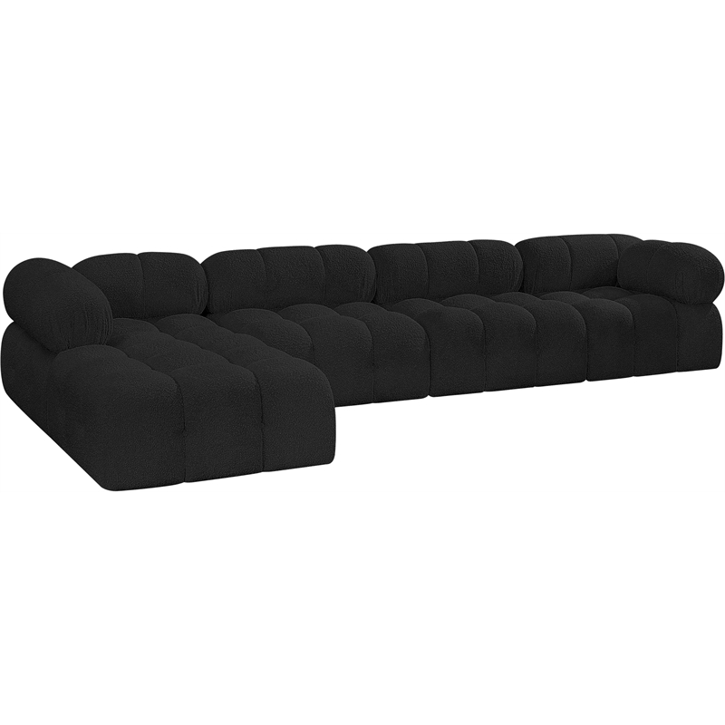 Meridian Furniture Ames Black Boucle Fabric Modular Sectional