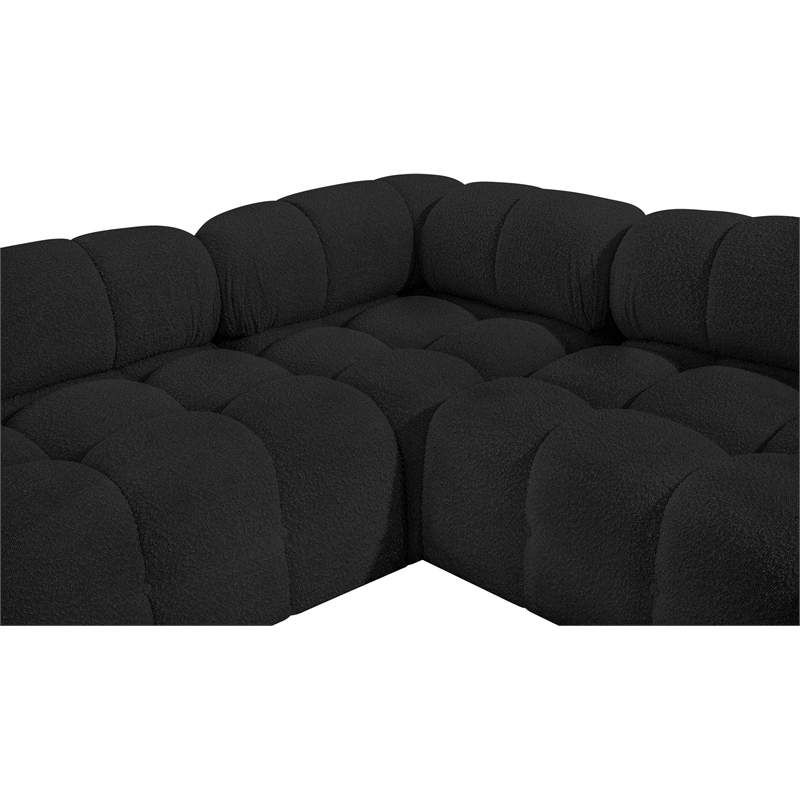 Meridian Furniture Ames Black Boucle Fabric Modular Sectional