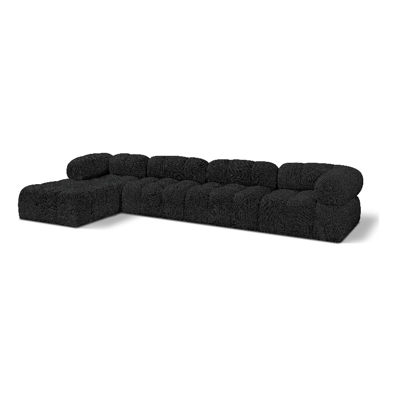 Meridian Furniture Ames Black Boucle Fabric Modular Sectional