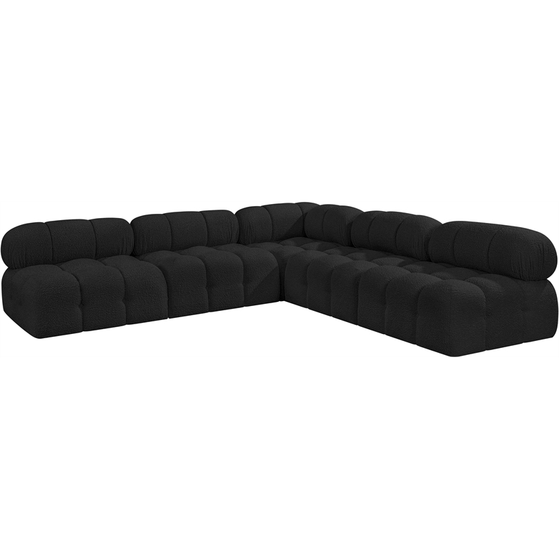 Meridian Furniture Ames Black Boucle Fabric Modular Sectional