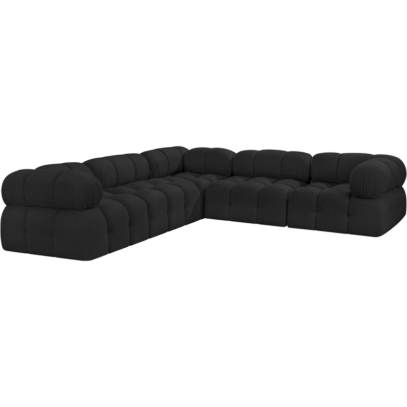 Meridian Furniture Ames Black Boucle Fabric Modular Sectional