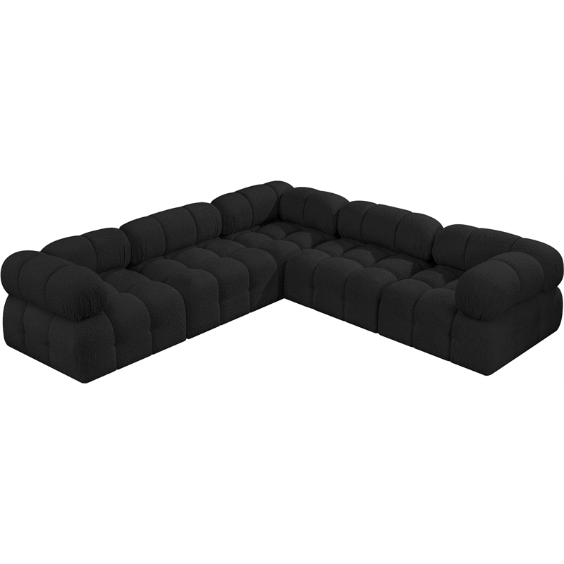 Meridian Furniture Ames Black Boucle Fabric Modular Sectional