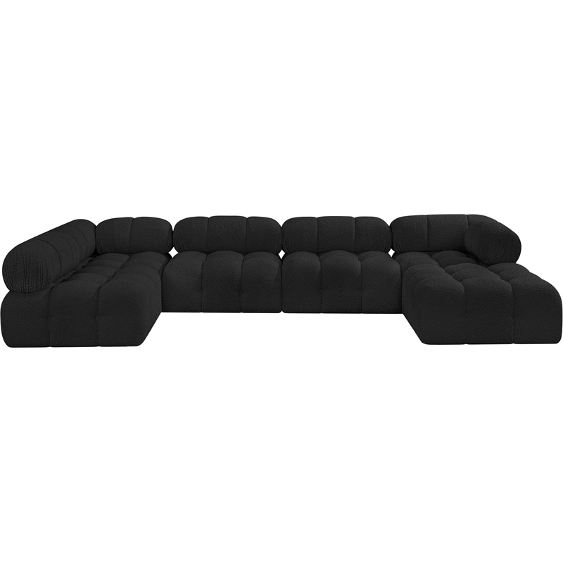 Meridian Furniture Ames Black Boucle Fabric Modular Sectional