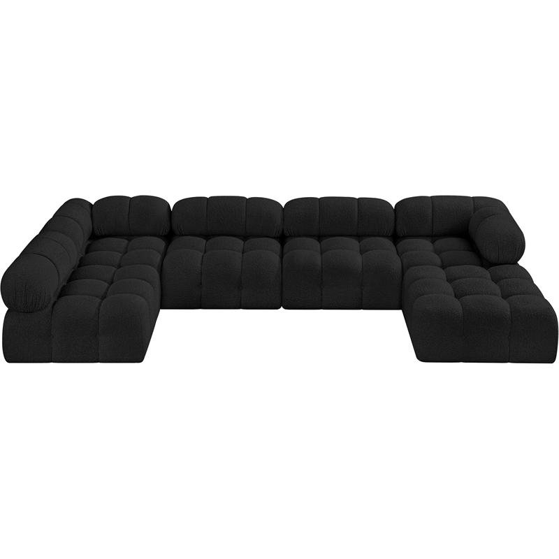 Meridian Furniture Ames Black Boucle Fabric Modular Sectional