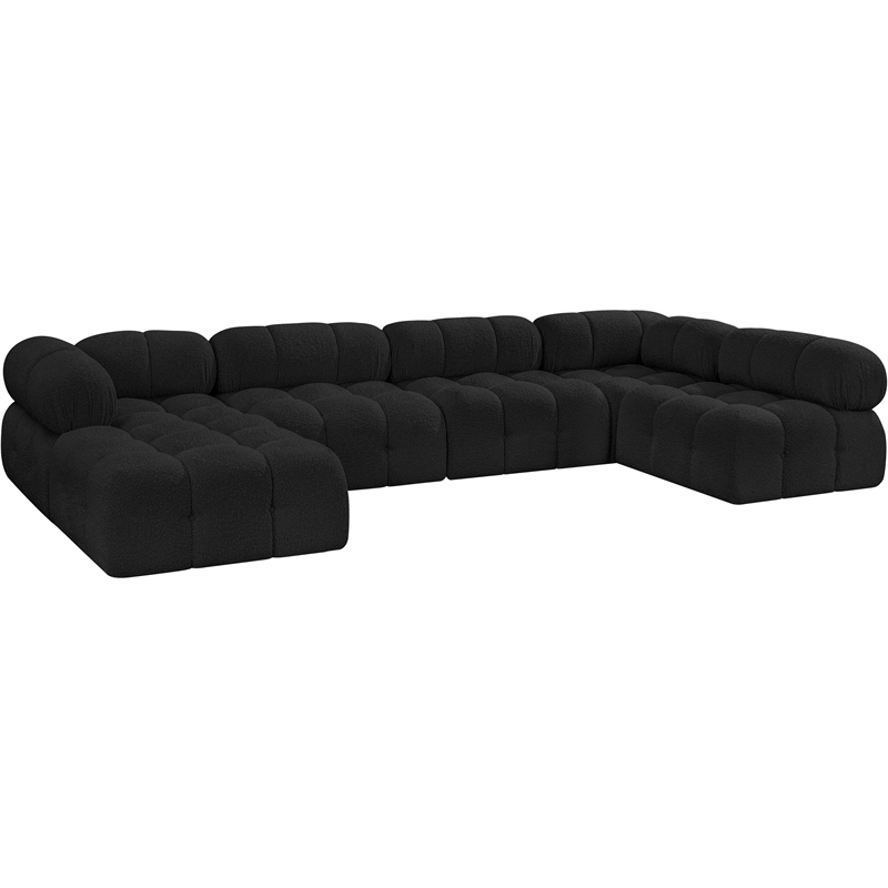 Meridian Furniture Ames Black Boucle Fabric Modular Sectional