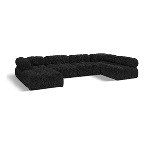 meridian furniture ames black boucle fabric modular sectional