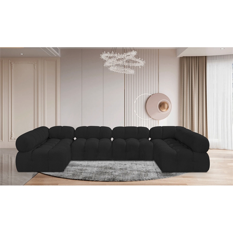 Meridian Furniture Ames Black Boucle Fabric Modular Sectional