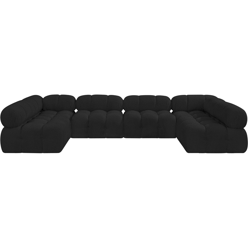 Meridian Furniture Ames Black Boucle Fabric Modular Sectional