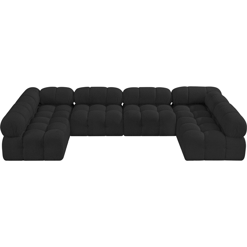 Meridian Furniture Ames Black Boucle Fabric Modular Sectional