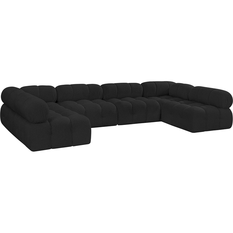 Meridian Furniture Ames Black Boucle Fabric Modular Sectional