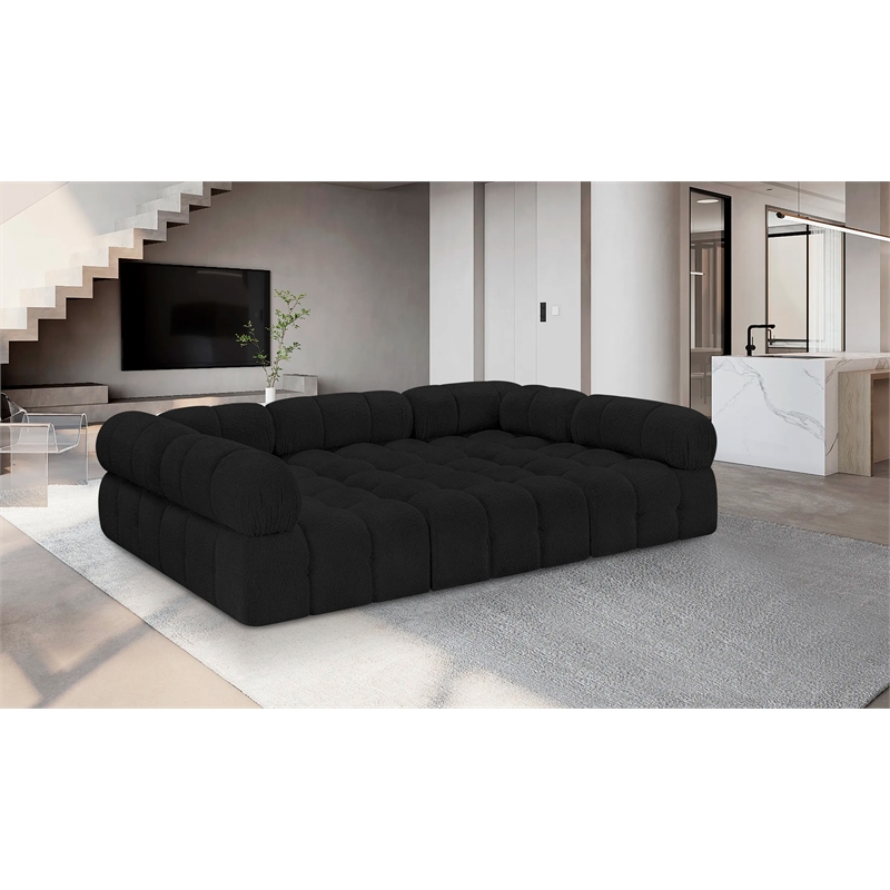 Meridian Furniture Ames Black Boucle Fabric Modular Sectional