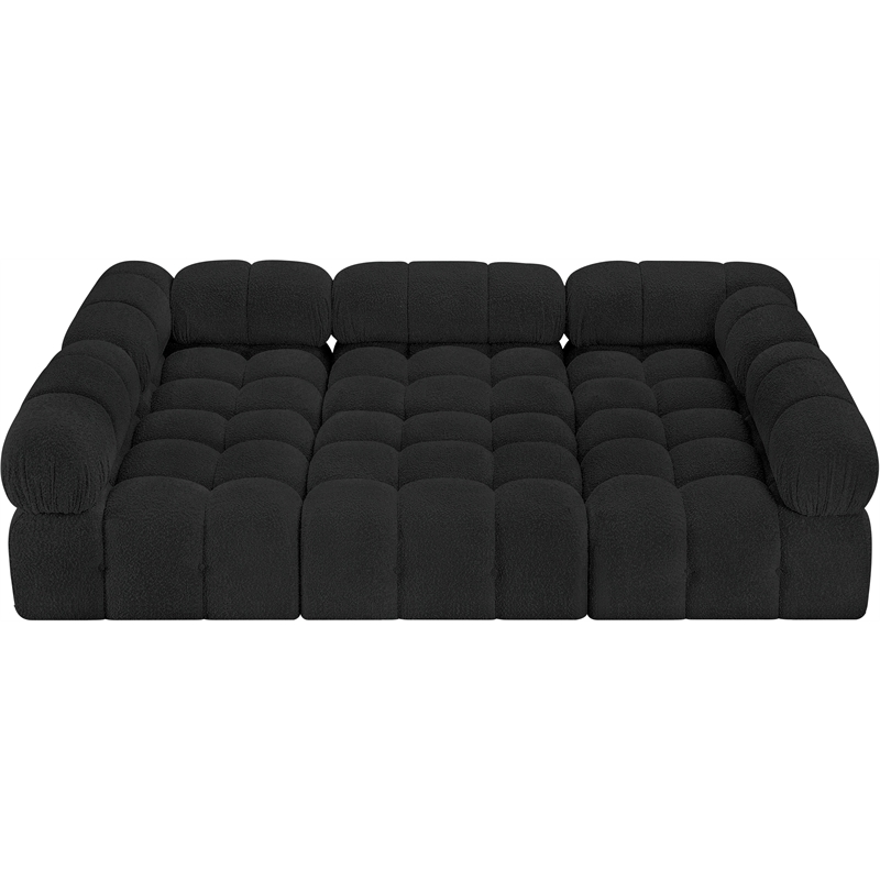 Meridian Furniture Ames Black Boucle Fabric Modular Sectional