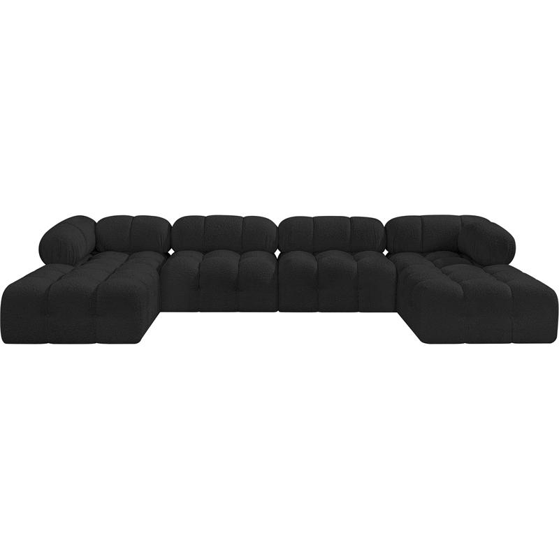 Meridian Furniture Ames Black Boucle Fabric Modular Sectional