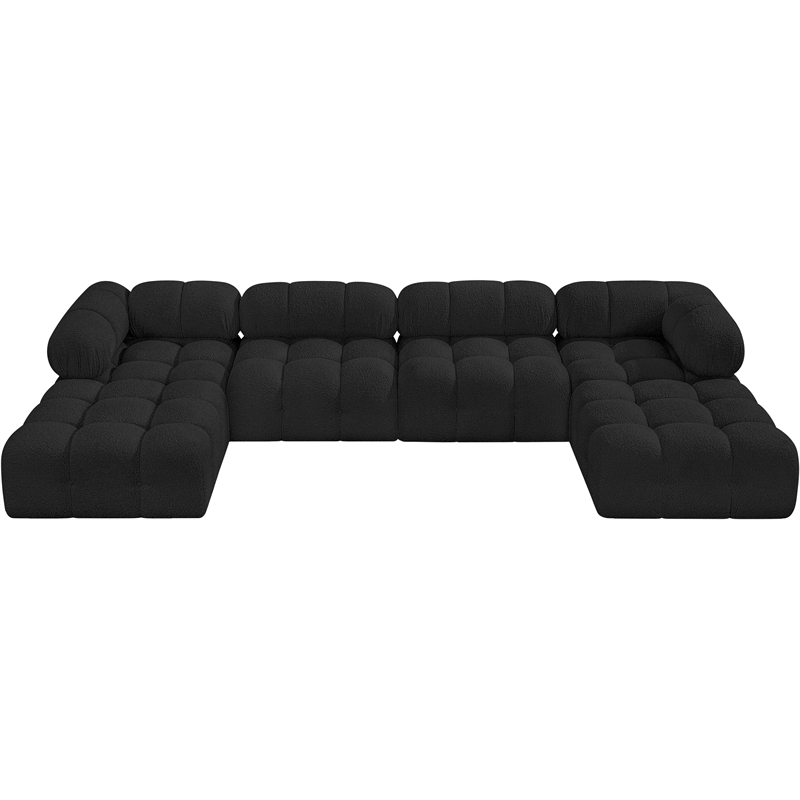 Meridian Furniture Ames Black Boucle Fabric Modular Sectional