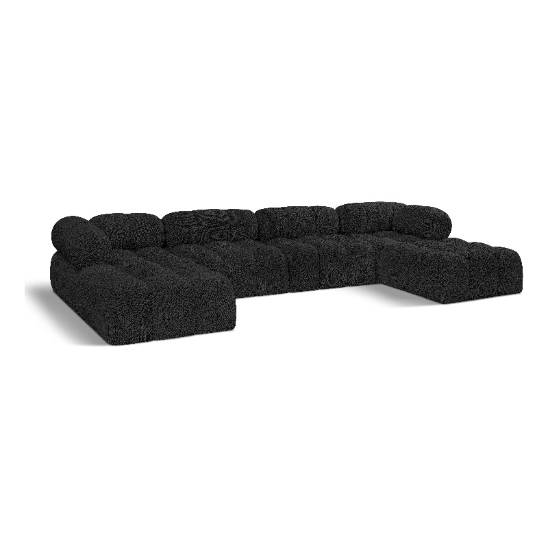 Meridian Furniture Ames Black Boucle Fabric Modular Sectional