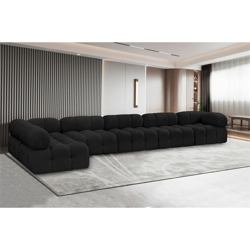Meridian Furniture Ames Black Boucle Fabric Modular Sectional
