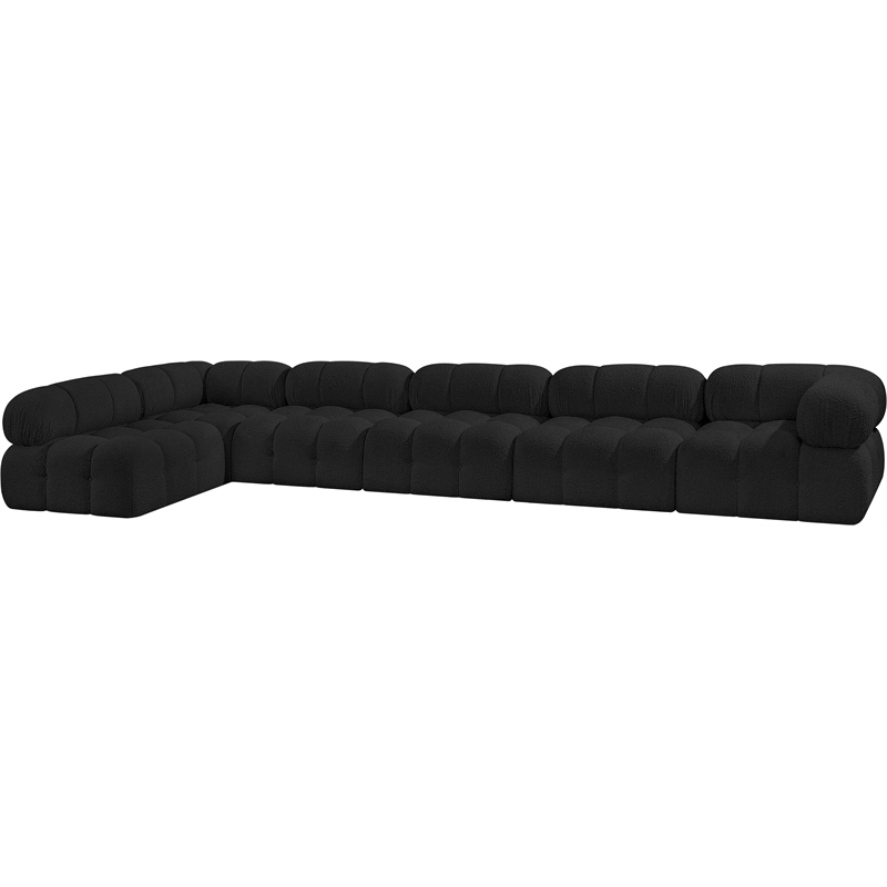 Meridian Furniture Ames Black Boucle Fabric Modular Sectional