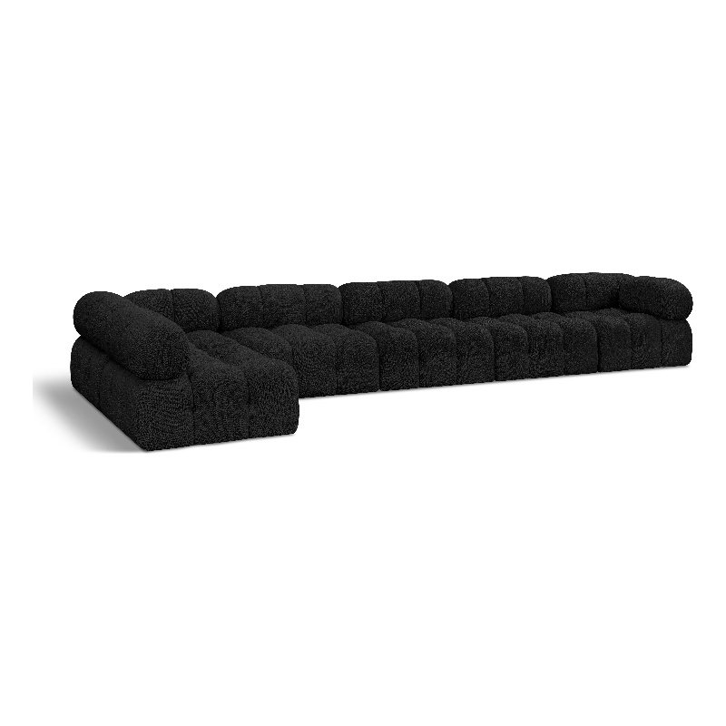 Meridian Furniture Ames Black Boucle Fabric Modular Sectional