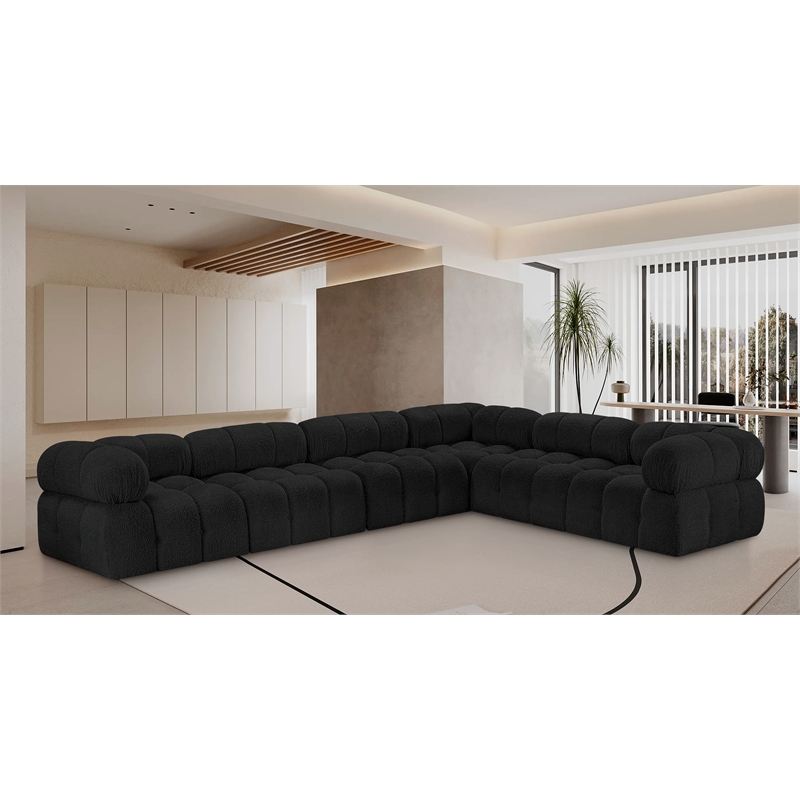 Meridian Furniture Ames Black Boucle Fabric Modular Sectional