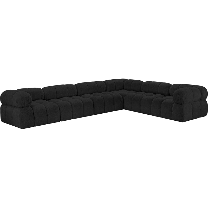 Meridian Furniture Ames Black Boucle Fabric Modular Sectional
