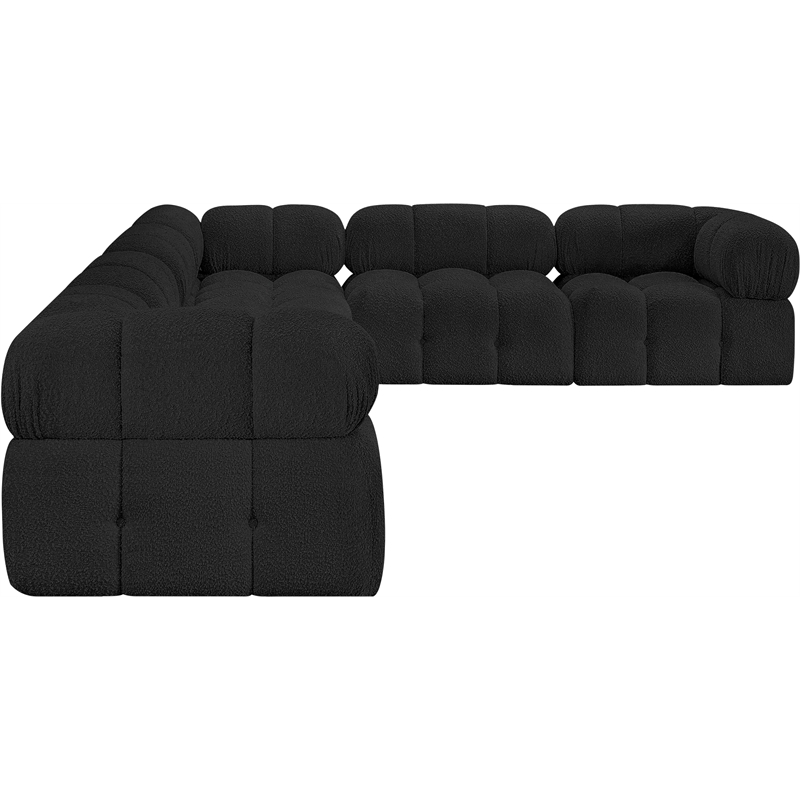Meridian Furniture Ames Black Boucle Fabric Modular Sectional