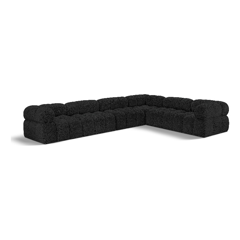 Meridian Furniture Ames Black Boucle Fabric Modular Sectional