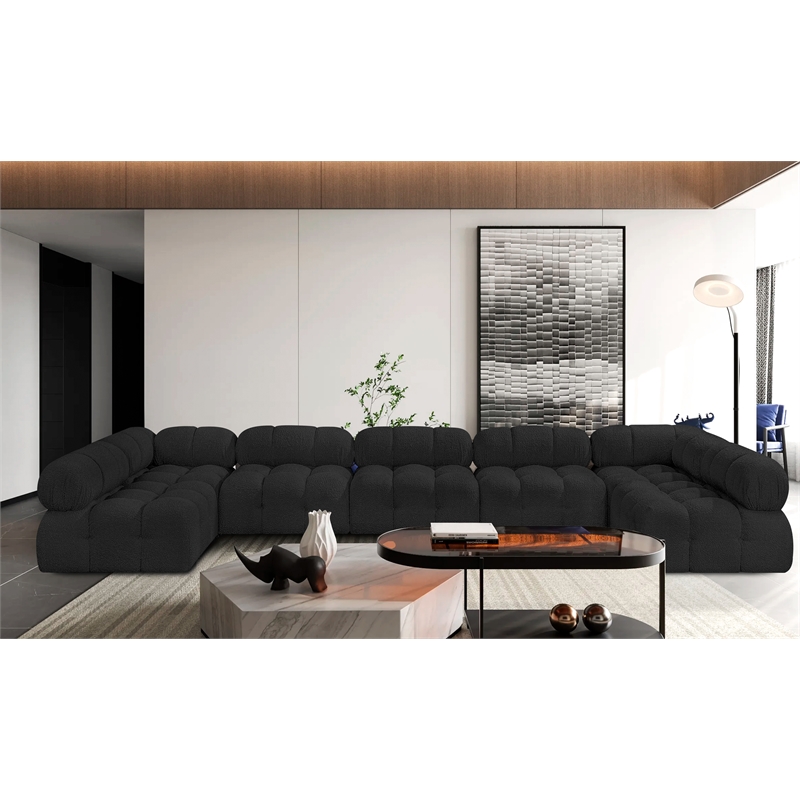 Meridian Furniture Ames Black Boucle Fabric Modular Sectional