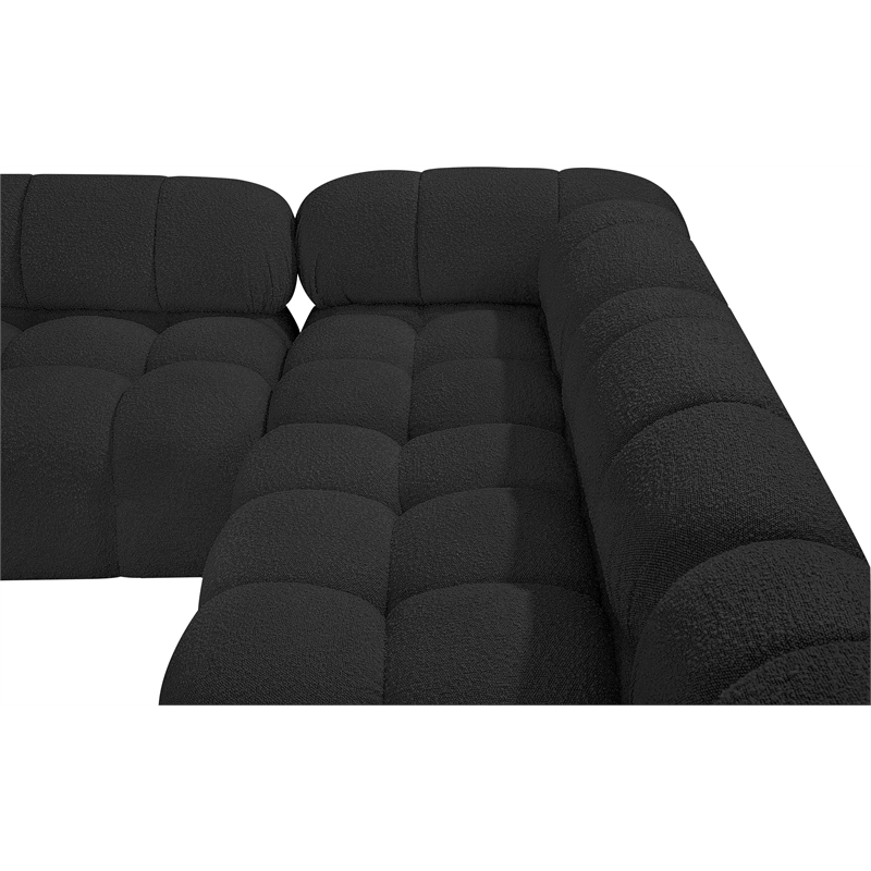 Meridian Furniture Ames Black Boucle Fabric Modular Sectional