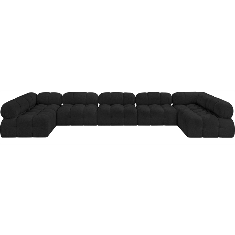 Meridian Furniture Ames Black Boucle Fabric Modular Sectional