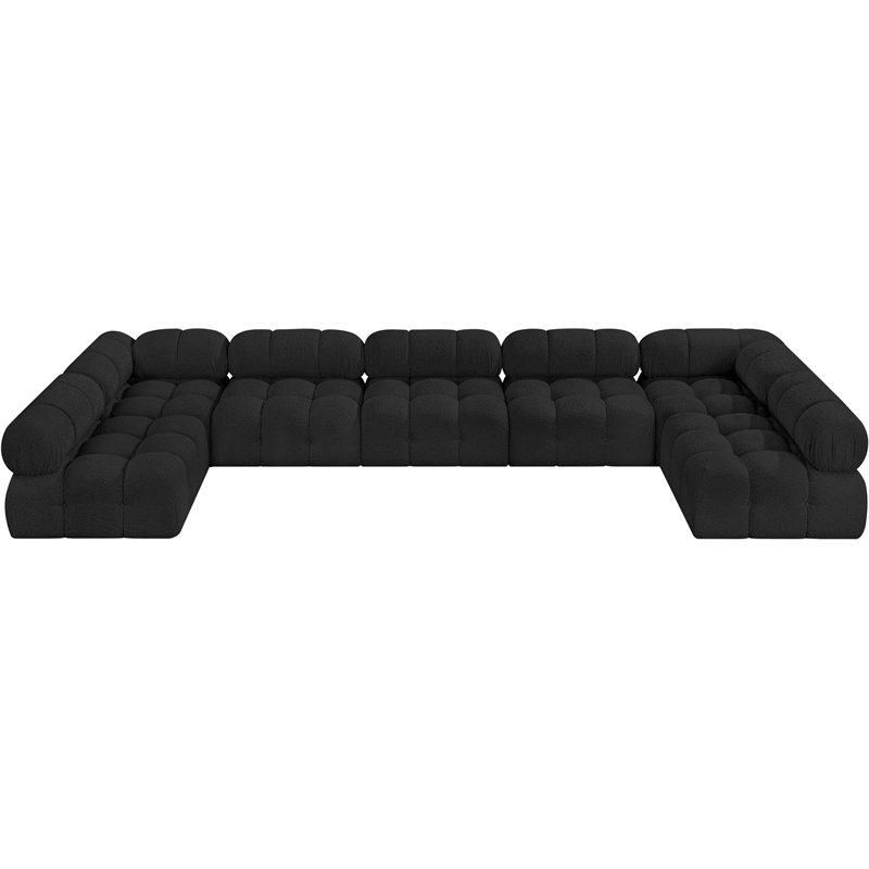 Meridian Furniture Ames Black Boucle Fabric Modular Sectional