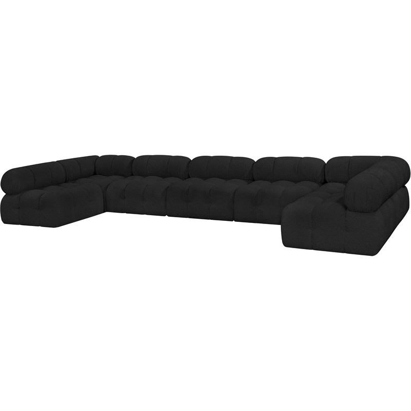 Meridian Furniture Ames Black Boucle Fabric Modular Sectional