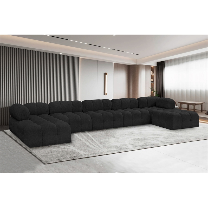 Meridian Furniture Ames Black Boucle Fabric Modular Sectional
