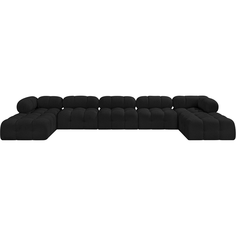 Meridian Furniture Ames Black Boucle Fabric Modular Sectional
