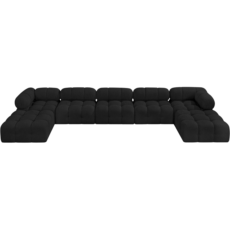 Meridian Furniture Ames Black Boucle Fabric Modular Sectional