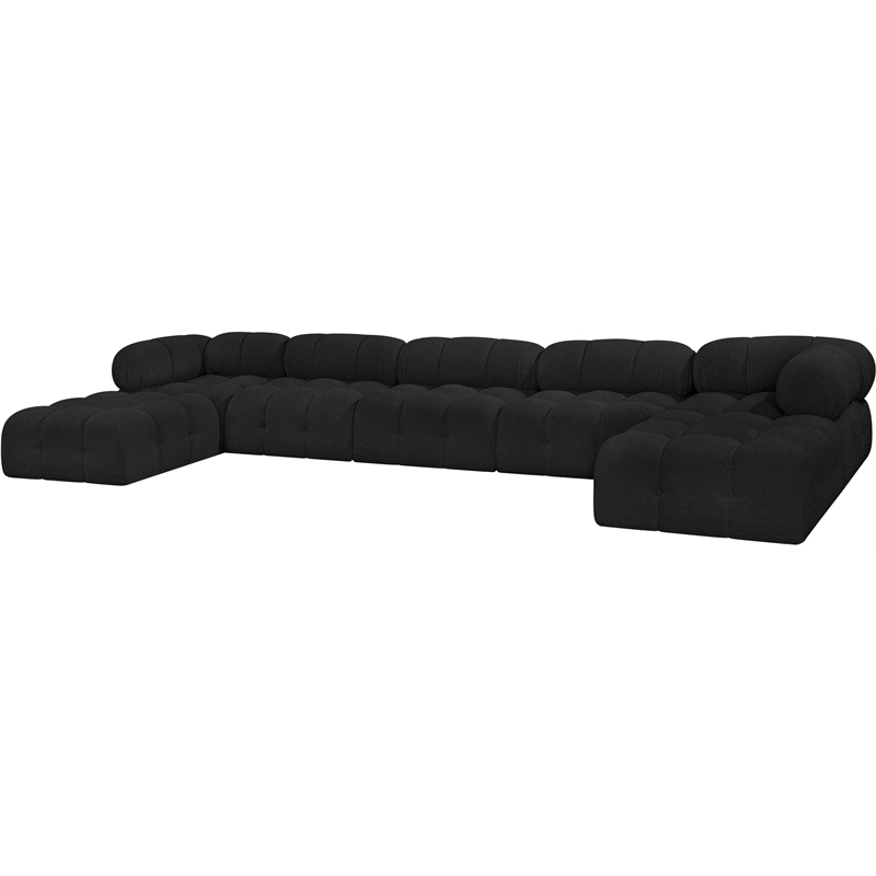 Meridian Furniture Ames Black Boucle Fabric Modular Sectional