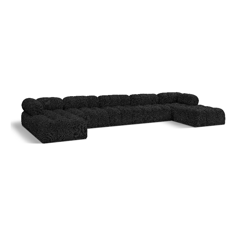 Meridian Furniture Ames Black Boucle Fabric Modular Sectional