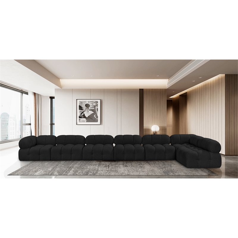 Meridian Furniture Ames Black Boucle Fabric Modular Sectional