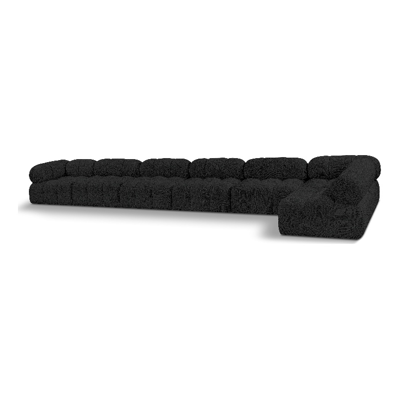 Meridian Furniture Ames Black Boucle Fabric Modular Sectional