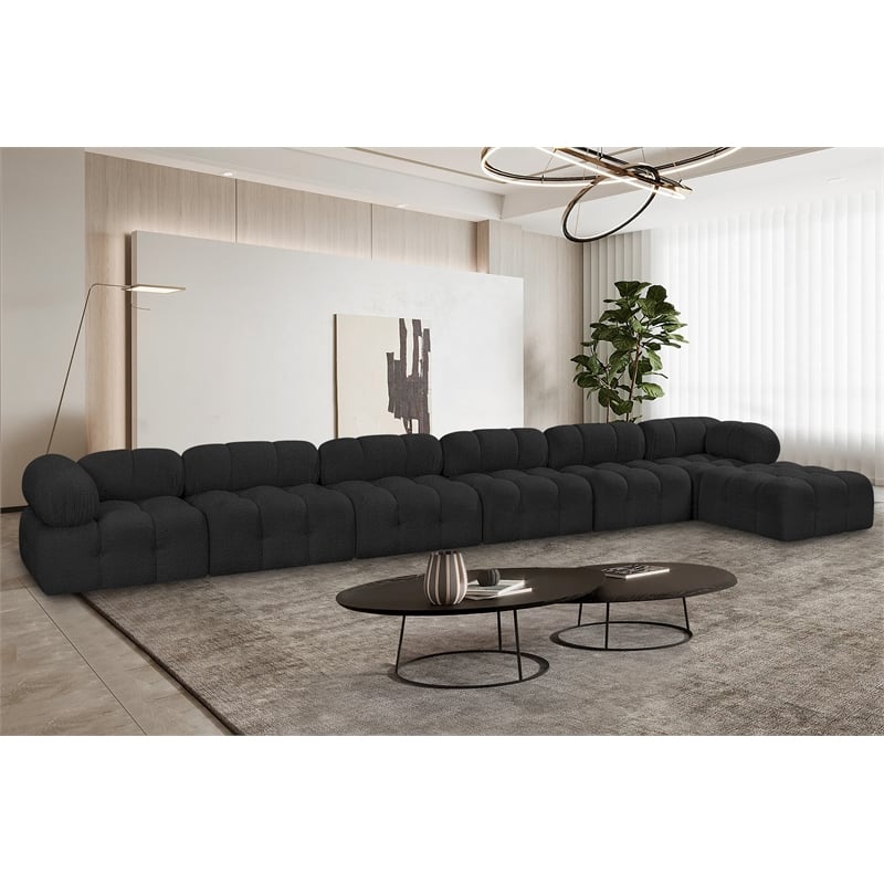 Meridian Furniture Ames Black Boucle Fabric Modular Sectional